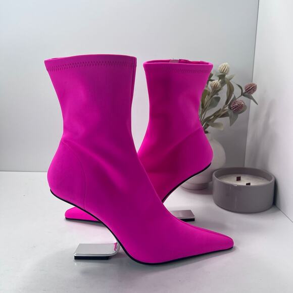 Jeffrey Campbell Compass Neoprene Boots Fuchsia Women's 9.5/EU40 Tried On - Picture 5 of 10
